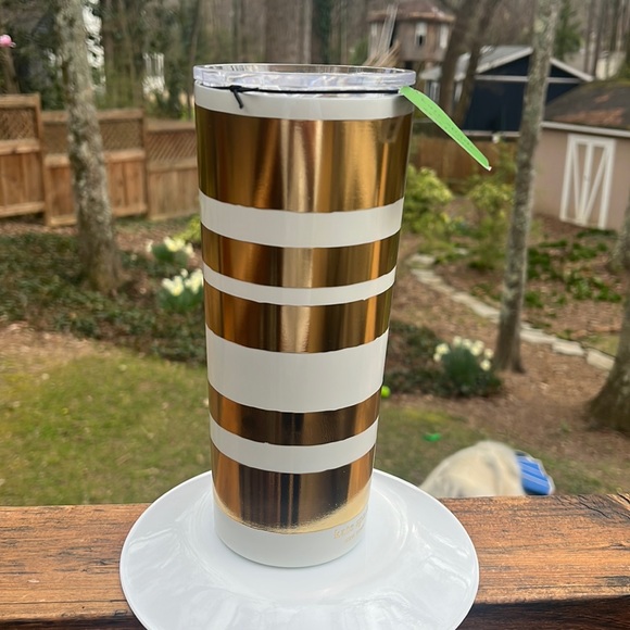 Kate Spade Gold Stripe Tumbler NWT - Picture 7 of 9